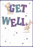 Radiating joyful optimism, this get well card leaps with vibrant energy and warmth-its two endearing stars, a teddy bear and playful puppy, seemingly reaching out from the page to deliver a heartfelt message. The characters gently hold and balance oversized, colourful letters spelling 'Get Well', their lively indigo and teal hues bright against a soft cream background reminiscent of calm afternoons strolling Friary Park. Scattered starbursts in deep blue and purple twinkle around them, infusing the scene with hope, whimsy, and the magic of sending care to someone in Friern Barnet. The detailed illustration of fur-soft and inviting on both bear and pup-suggests a comforting embrace, evoking the cherished feeling of sharing warmth with neighbours at local shops or parks. The card's layout, with its confident, approachable letters and careful placement of every playful motif, mirrors the thoughtful artistry found in bouquets crafted for Friern Barnet's close-knit community. Its overall aura is one of sincere encouragement-a small yet powerful gesture to brighten recovery, awaken smiles, and remind anyone unwell that comfort and kindness are always near, whether brought by Flowers Friern Barnet or the gentle spirit of local friendship.